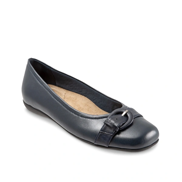 Buckle decorated PU leather vamp women's leisure slip-on shoes