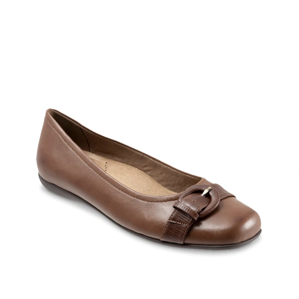 Buckle decorated PU leather vamp women's leisure slip-on shoes