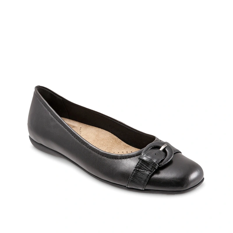 Buckle decorated PU leather vamp women's leisure slip-on shoes