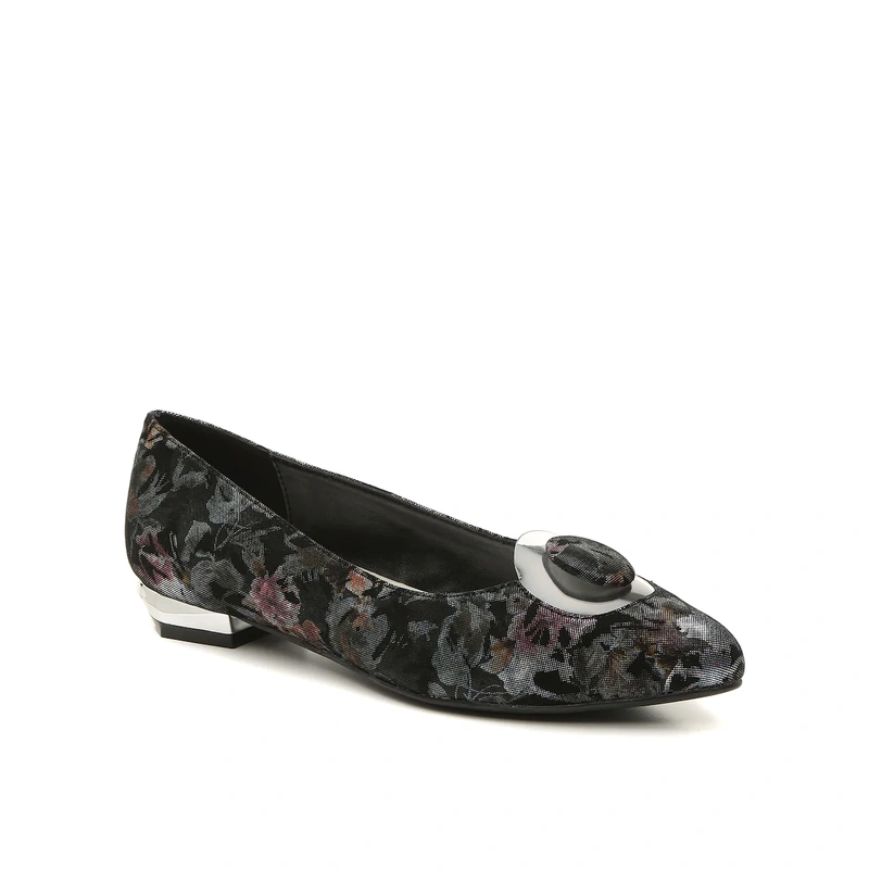 Sharp toe fashion lady's fabric vamp shoes