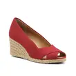 Jute wrapped high platform red fabric vamp wedge sandals