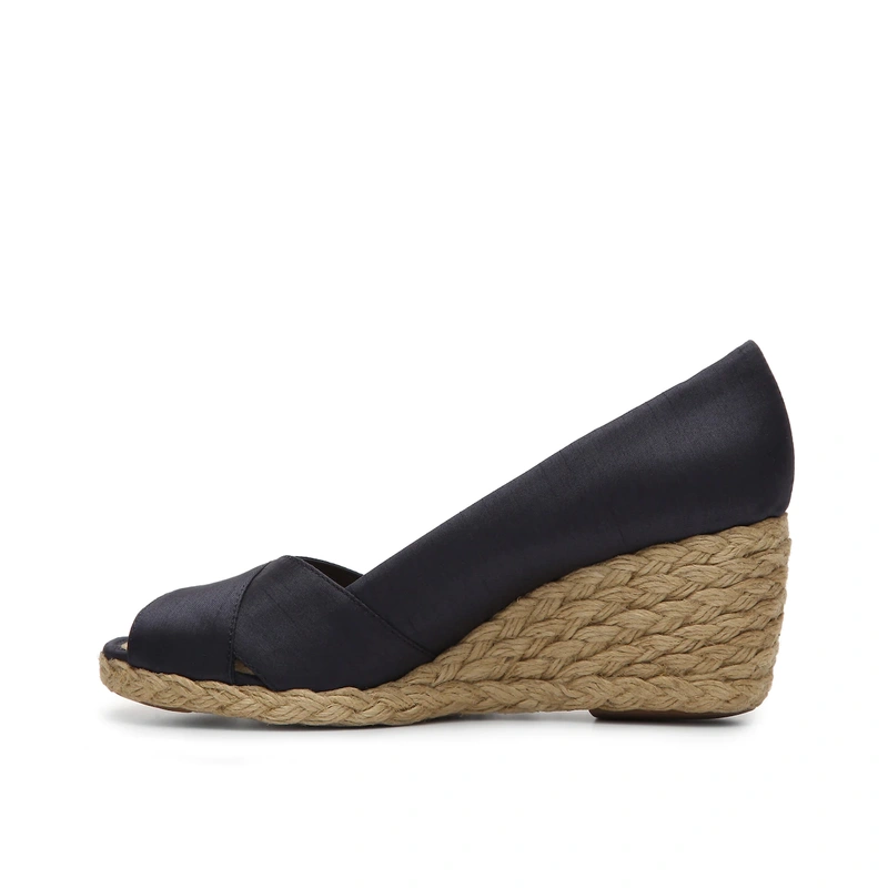 Jute wrapped leisure slip on black fabric vamp lady's shoes
