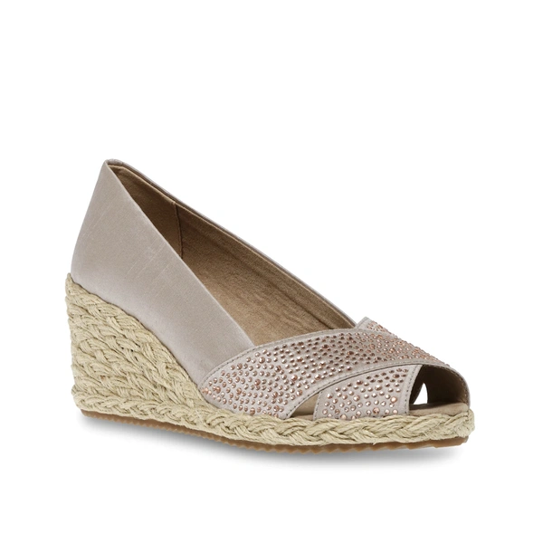 Diamond decorated fabric vamp fashion women's wedge sandals