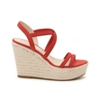 Super high jute wrapped women's popular fabric vamp wedge sandals