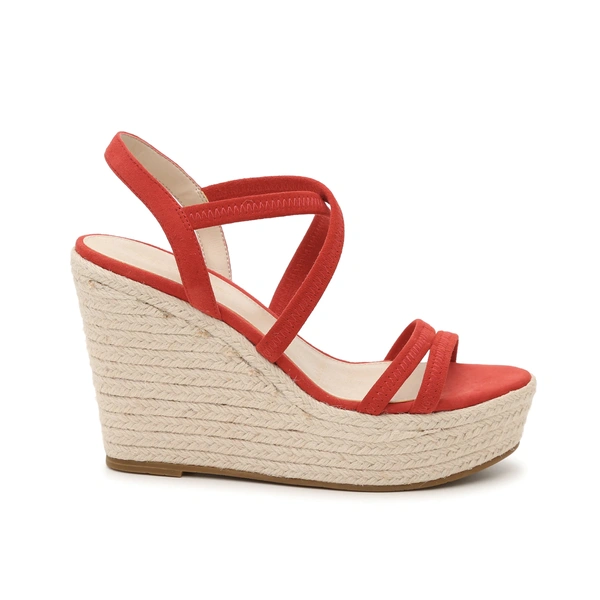 Super high jute wrapped women's popular fabric vamp wedge sandals