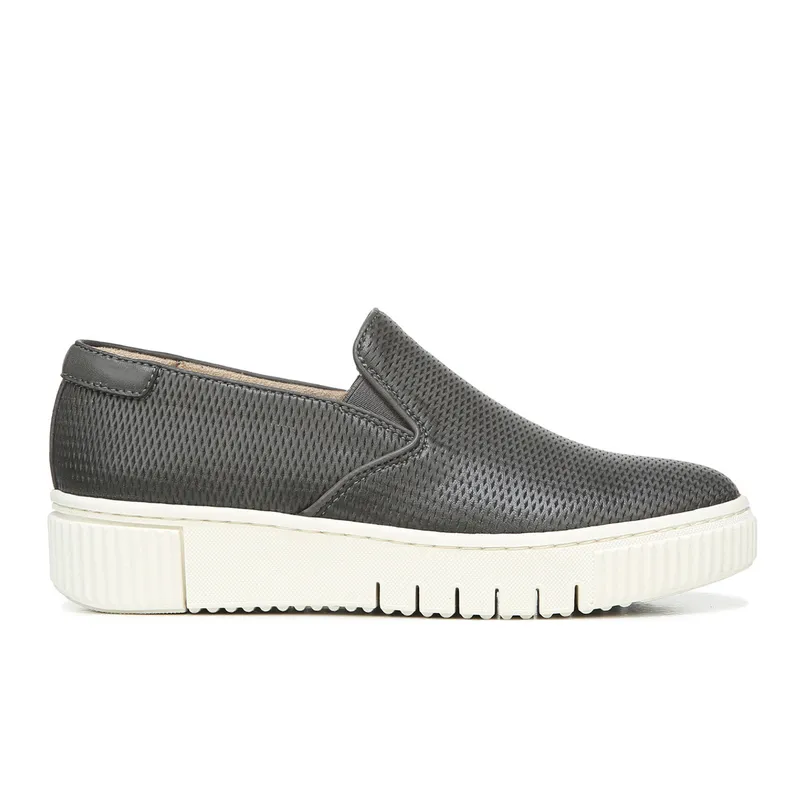 New design PU leather vamp women's black slip on  sneaker