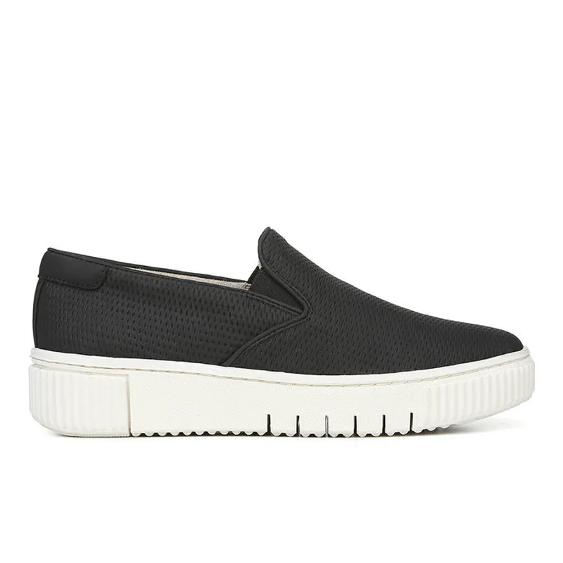 New design PU leather vamp women's black slip on  sneaker