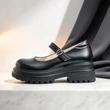 Black Girls Platform School Shoes | Rhinestone Strap Mary Jane Student Footwear Wholesale
