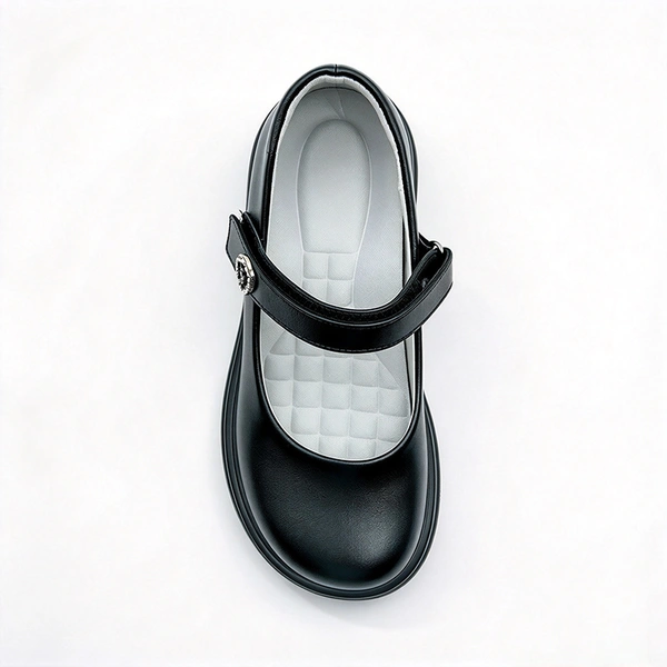 Black Girls Platform School Shoes | Rhinestone Strap Mary Jane Student Footwear Wholesale