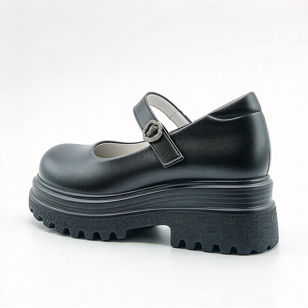 Black Girls Platform School Shoes | Rhinestone Strap Mary Jane Student Footwear Wholesale