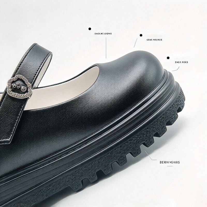 Black Girls Platform School Shoes | Rhinestone Strap Mary Jane Student Footwear Wholesale