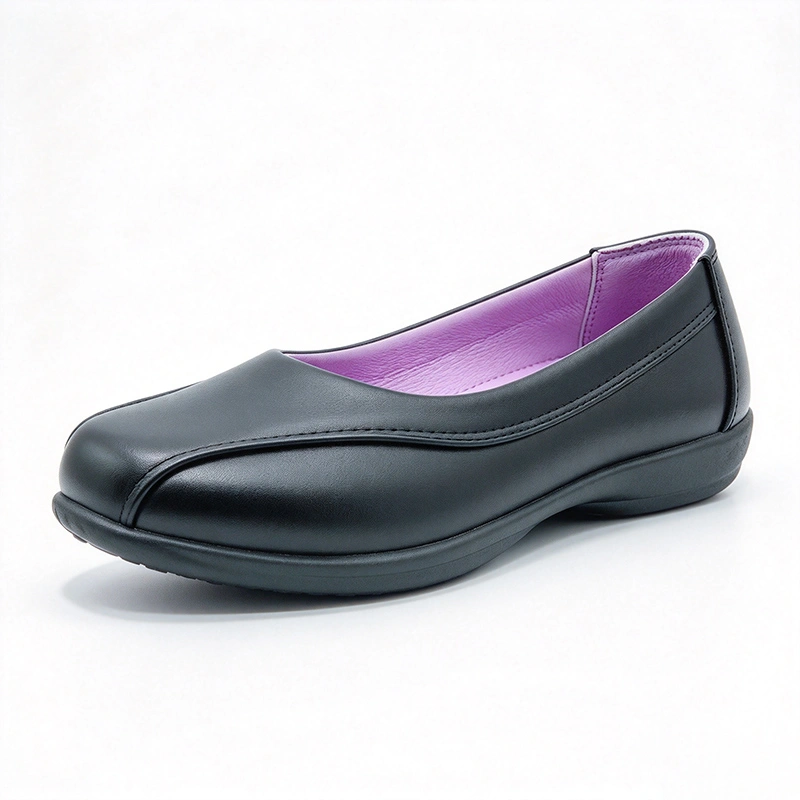 Black Slip On Girls School Shoes | Plain Closed Toe Kids Uniform Flats Wholesale