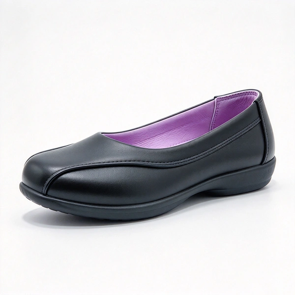 Black Slip On Girls School Shoes | Plain Closed Toe Kids Uniform Flats Wholesale