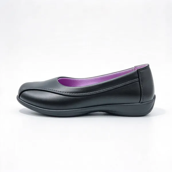 Black Slip On Girls School Shoes | Plain Closed Toe Kids Uniform Flats Wholesale