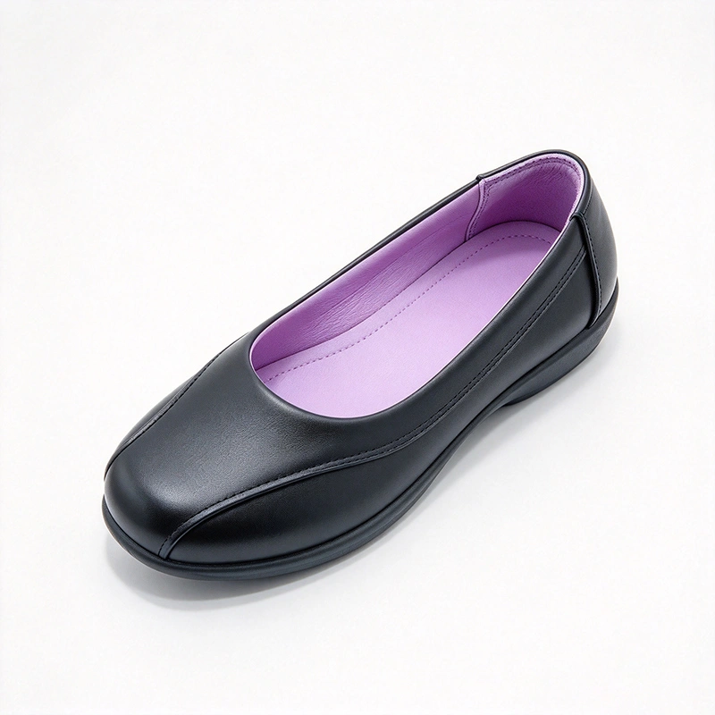 Black Slip On Girls School Shoes | Plain Closed Toe Kids Uniform Flats Wholesale