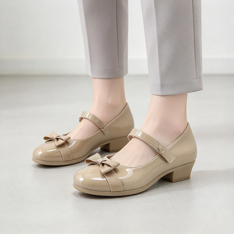 Patent Low Heel Girls Mary Jane School Shoes | Bow Kids Formal Dress Footwear Wholesale