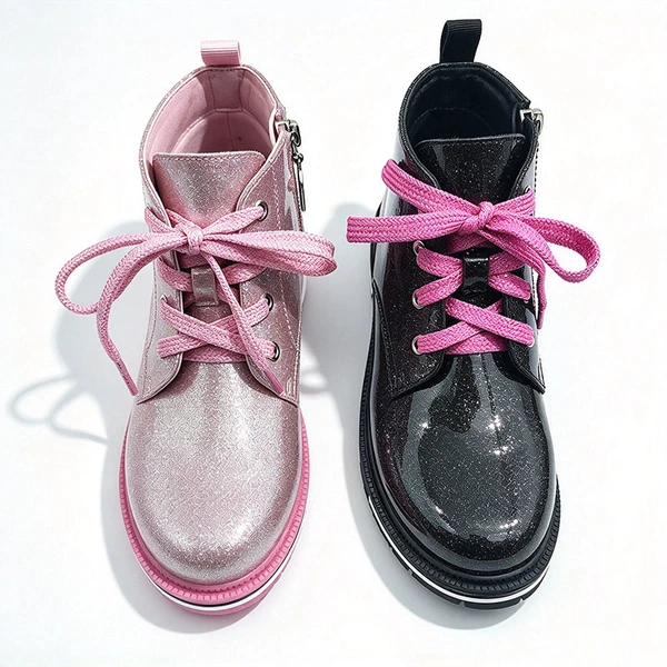 Glitter Lace-Up Girls Combat Ankle Boots | EU REACH Compliant Wholesale Kids Boots