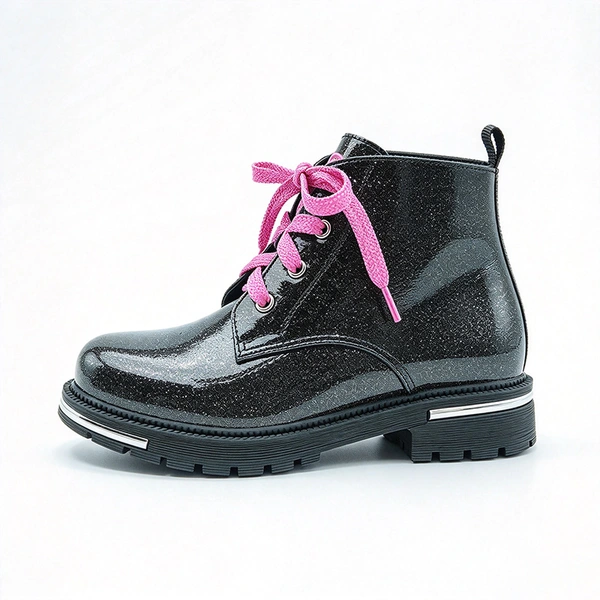 Glitter Lace-Up Girls Combat Ankle Boots | EU REACH Compliant Wholesale Kids Boots