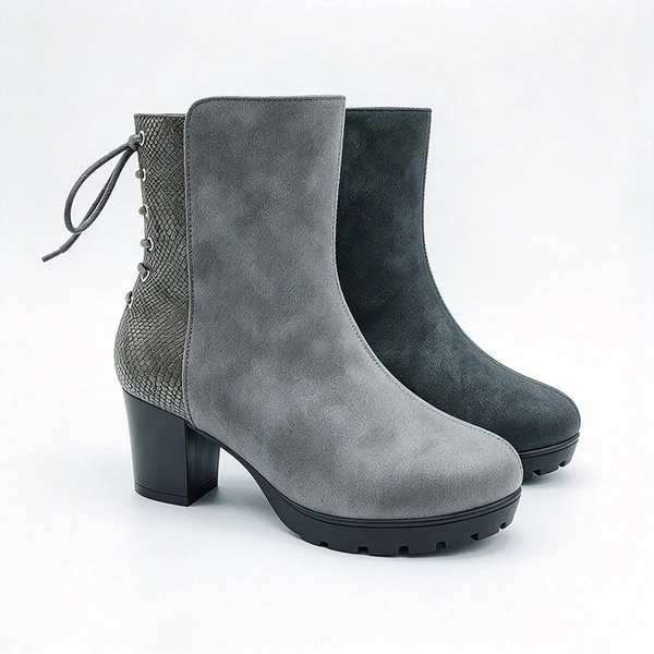 Suede Snake Patch Block Heel Kids Mid Calf Boots | EU Standard Wholesale Footwear