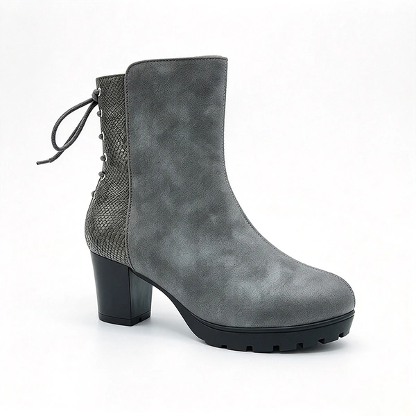 Suede Snake Patch Block Heel Kids Mid Calf Boots | EU Standard Wholesale Footwear