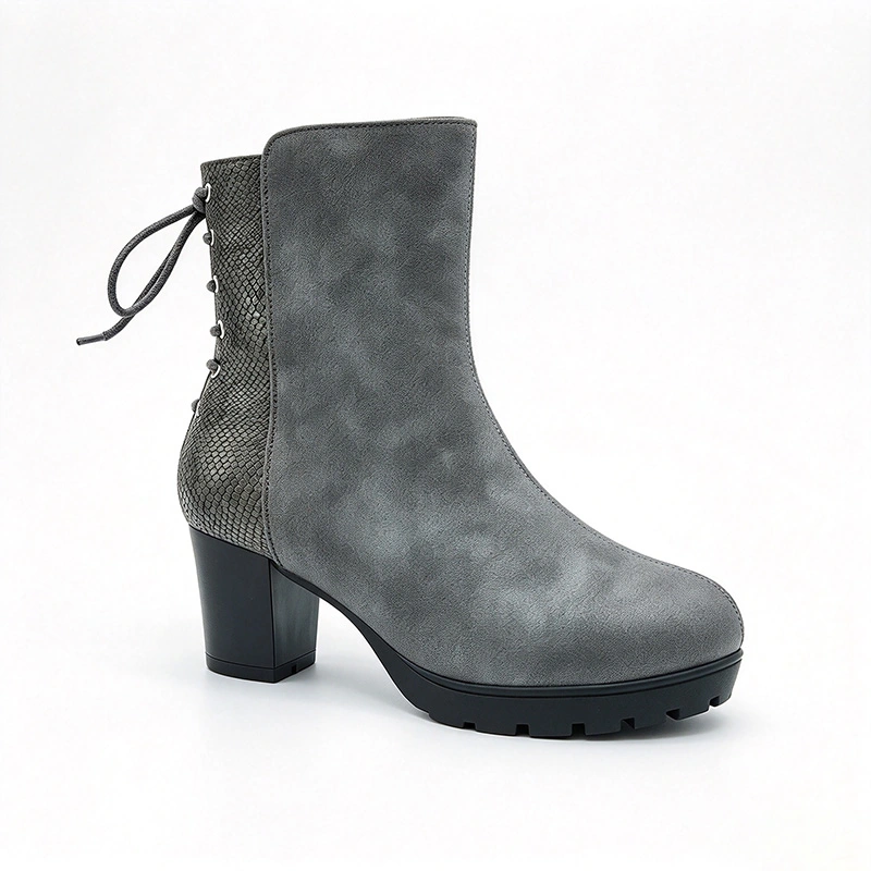 Suede Snake Patch Block Heel Kids Mid Calf Boots | EU Standard Wholesale Footwear
