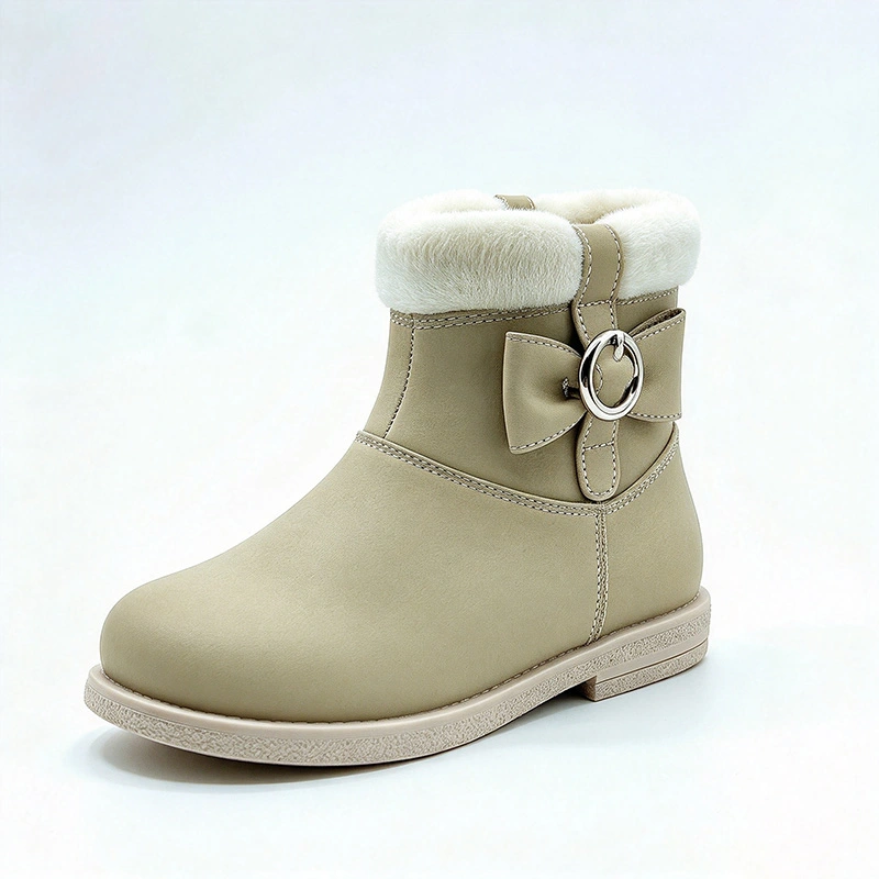 Fleece Lined Bow Decor Girls Winter Ankle Boots | EU Standard Wholesale Warm Kids Boots