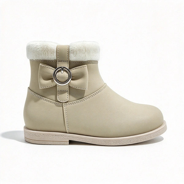Fleece Lined Bow Decor Girls Winter Ankle Boots | EU Standard Wholesale Warm Kids Boots