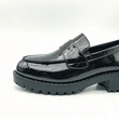 Shiny Metallic Croc Pattern Kids Loafers, Chunky Block Sole Girls Casual Dress Shoes