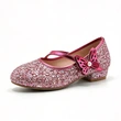 Glitter Sequin Butterfly Low Heel Mary Jane Shoes for Girls, Premium Kids Casual Dress Footwear