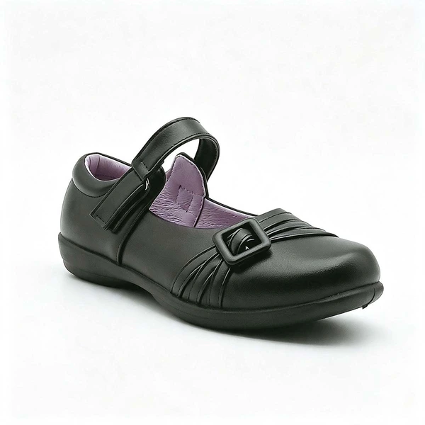 Black Leather Look Kids School Shoes For Bulk Importers
