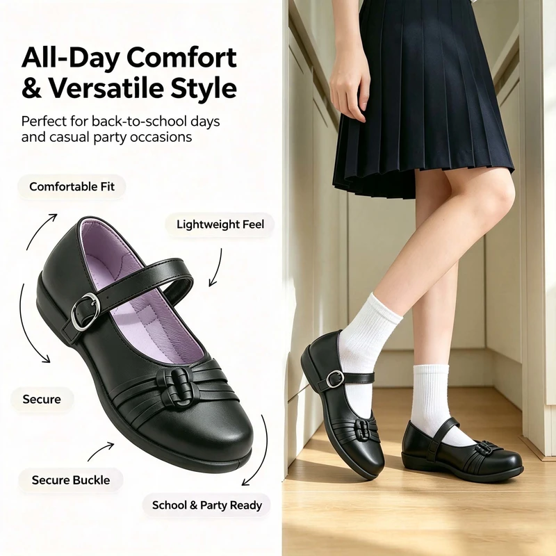 Soft Sole Black Girls School Shoes For Wholesale Buyers
