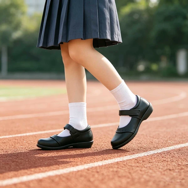 Reinforced Toe Cap Black Kids School Shoes