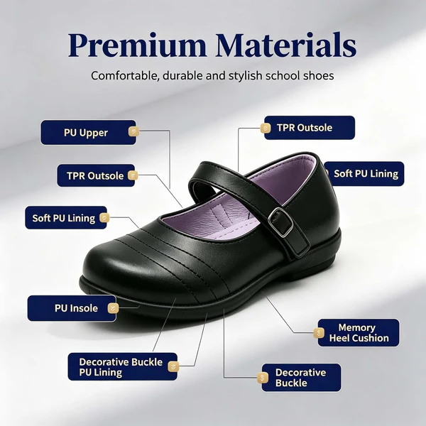 Simple Low Cut Black Kids School Shoes Bulk Order