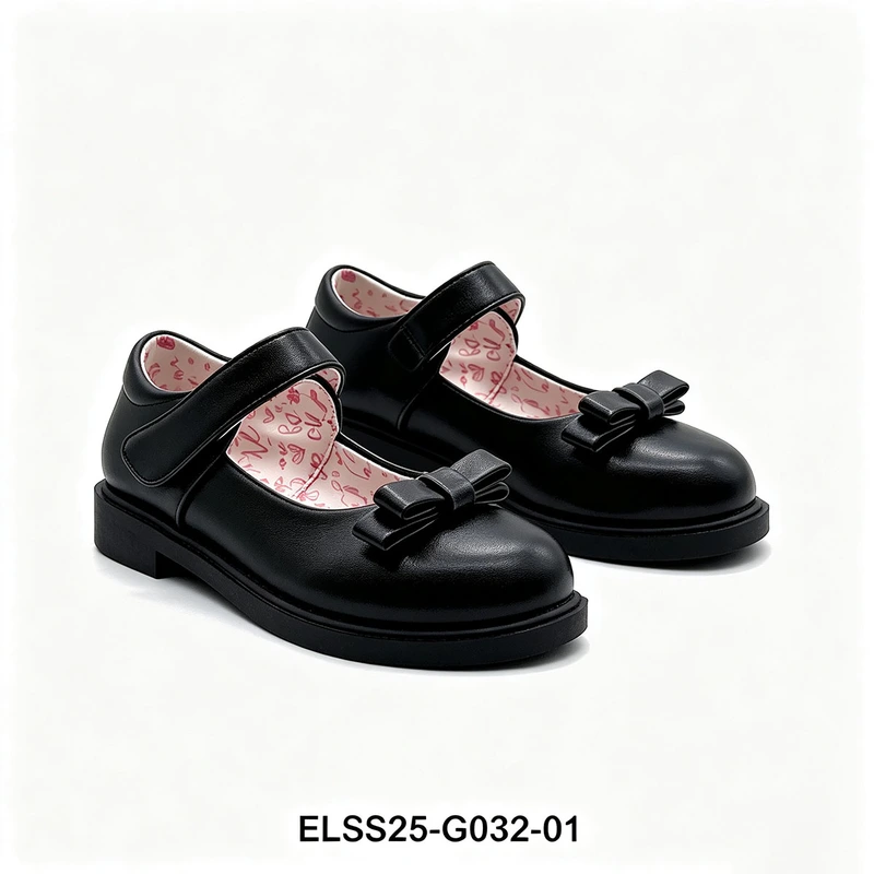 Memory Foam Padded Black Kids School Uniform Shoes For Importers