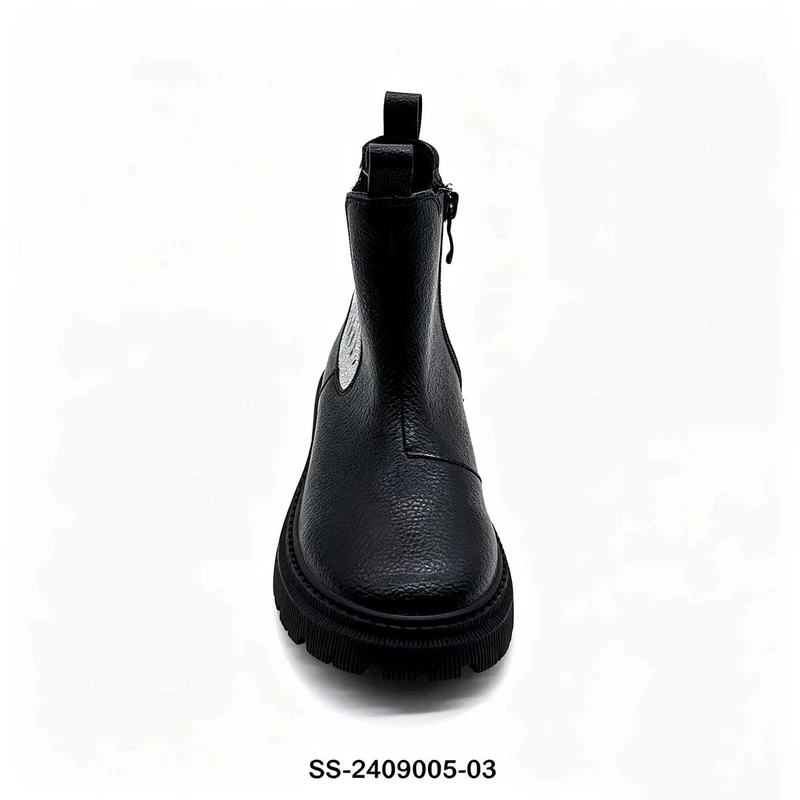 Black Glitter Panel Kids Chelsea Boots | Wholesale Girls Chunky Platform Ankle Boots
