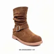 Brown Suede Slouch Kids Boots Metal Buckle Strap Side Zipper Wholesale