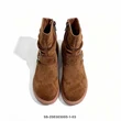 Brown Suede Slouch Kids Boots Metal Buckle Strap Side Zipper Wholesale