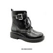 Black Faux Leather Kids Combat Boots Wide Buckle Strap Lace Up Wholesale