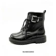 Black Faux Leather Kids Combat Boots Wide Buckle Strap Lace Up Wholesale