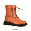 Orange Quilted Kids Combat Boots Lace Up Side Zipper Faux Leather Wholesale
