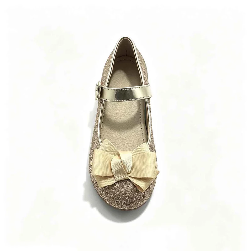 Golden Glitter Girls Low Heel Mary Jane Party Shoes Wholesale