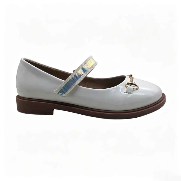 White Patent Leather Girls Mary Jane Flat Shoes Wholesale