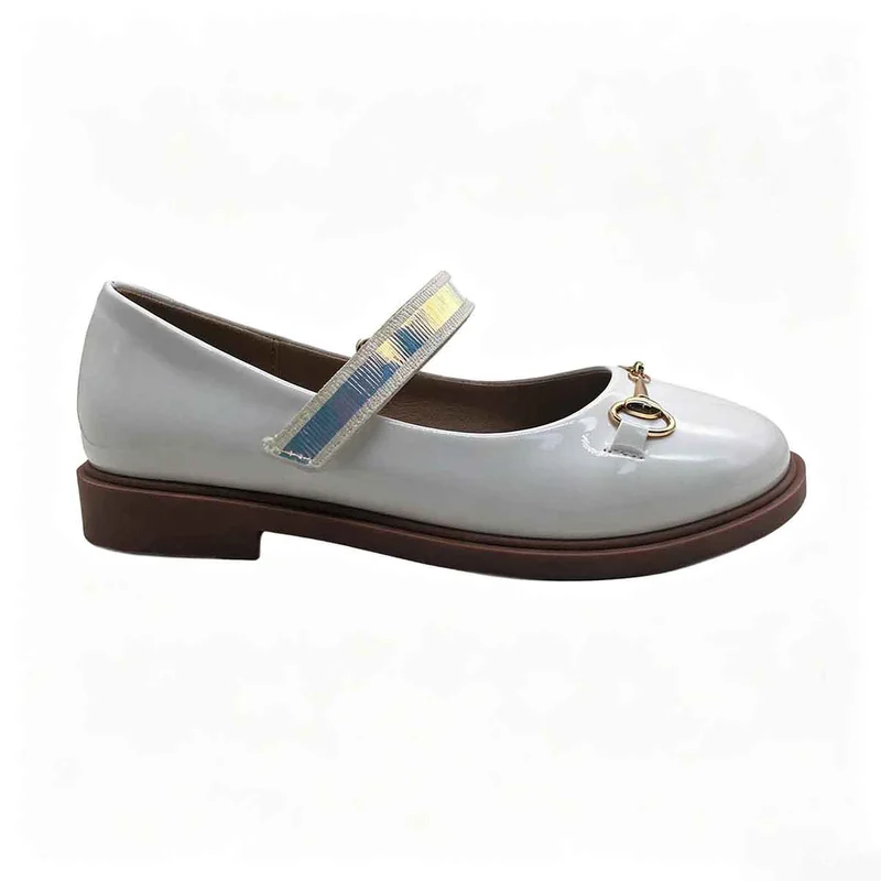 White Patent Leather Girls Mary Jane Flat Shoes Wholesale