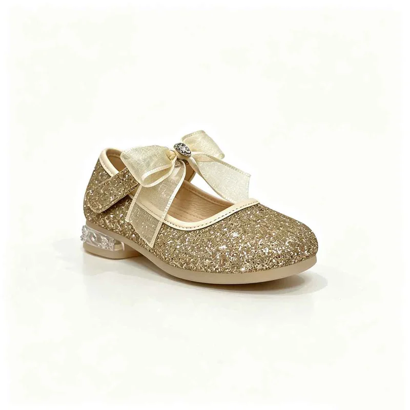 Gold Glitter Girls Mary Jane Party Heel Shoes Wholesale