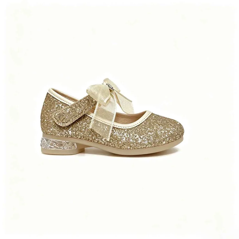 Gold Glitter Girls Mary Jane Party Heel Shoes Wholesale