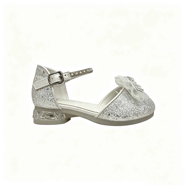 Silver Glitter Girls Closed Toe Party Sandal Heels Wholesale