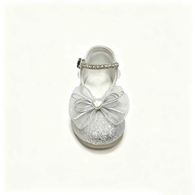 Silver Glitter Girls Closed Toe Party Sandal Heels Wholesale