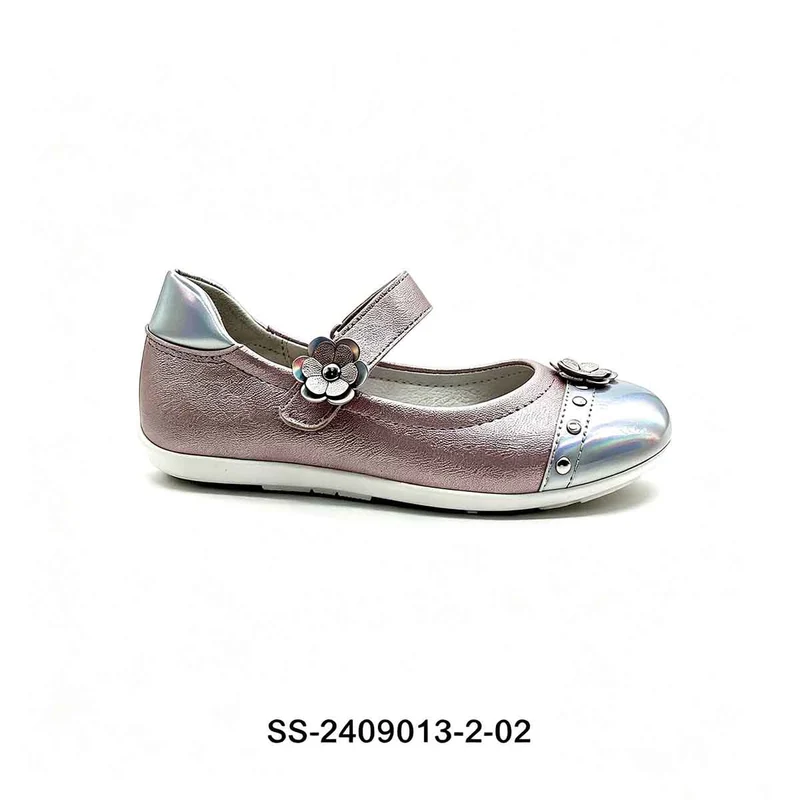 Metallic Two Tone Girls Mary Jane Flat Shoes Wholesale