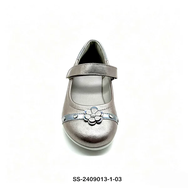 Metallic Two Tone Girls Mary Jane Flat Shoes Wholesale