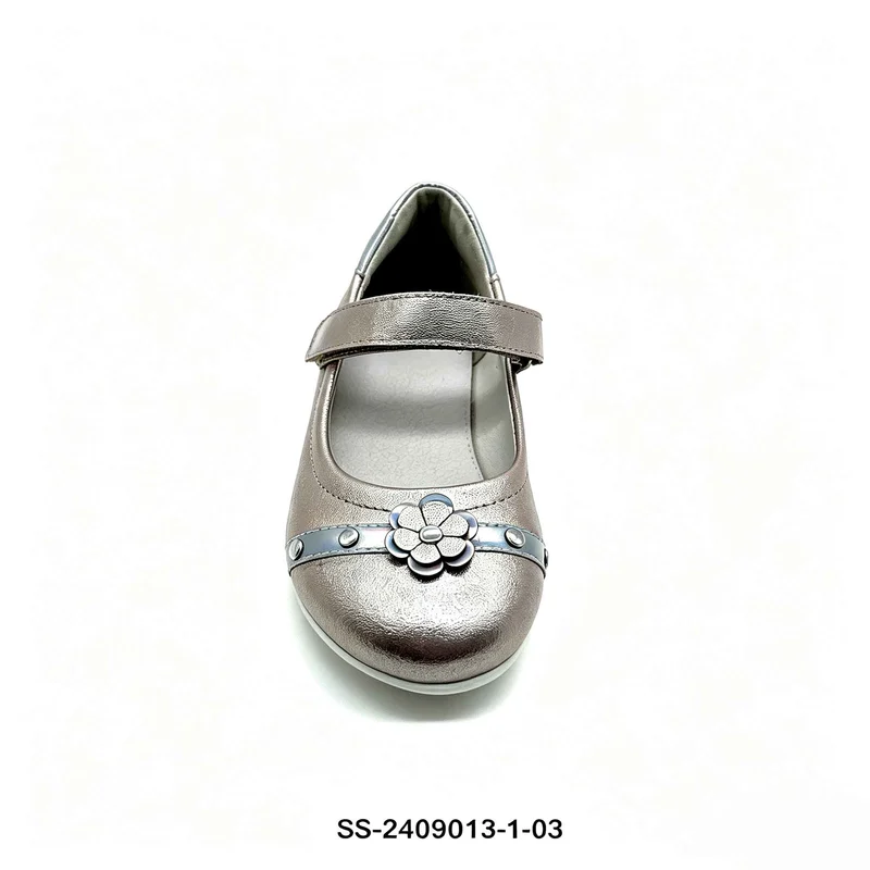Metallic Two Tone Girls Mary Jane Flat Shoes Wholesale